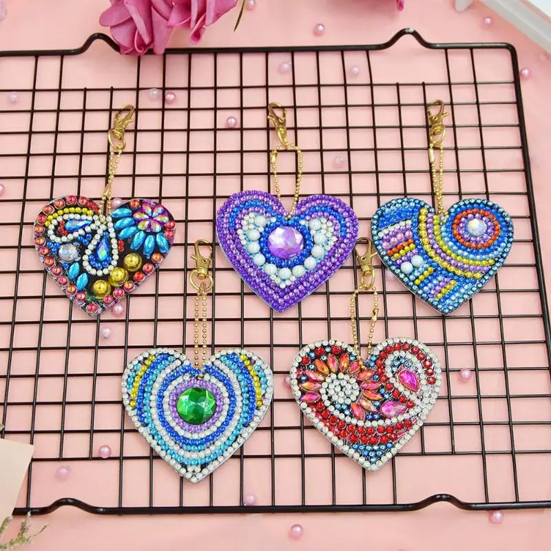5pcs/set 5D DIY Diamond Painting Keychain Pendant Full Drill Rhinestone Embroidery Heart Shape Colorful Diamond Painting
5pcs/set 5D DIY Diamond Painting Keychain Pendant Full Drill Rhinestone Embroidery Heart Shape Colorful Diamond Painting