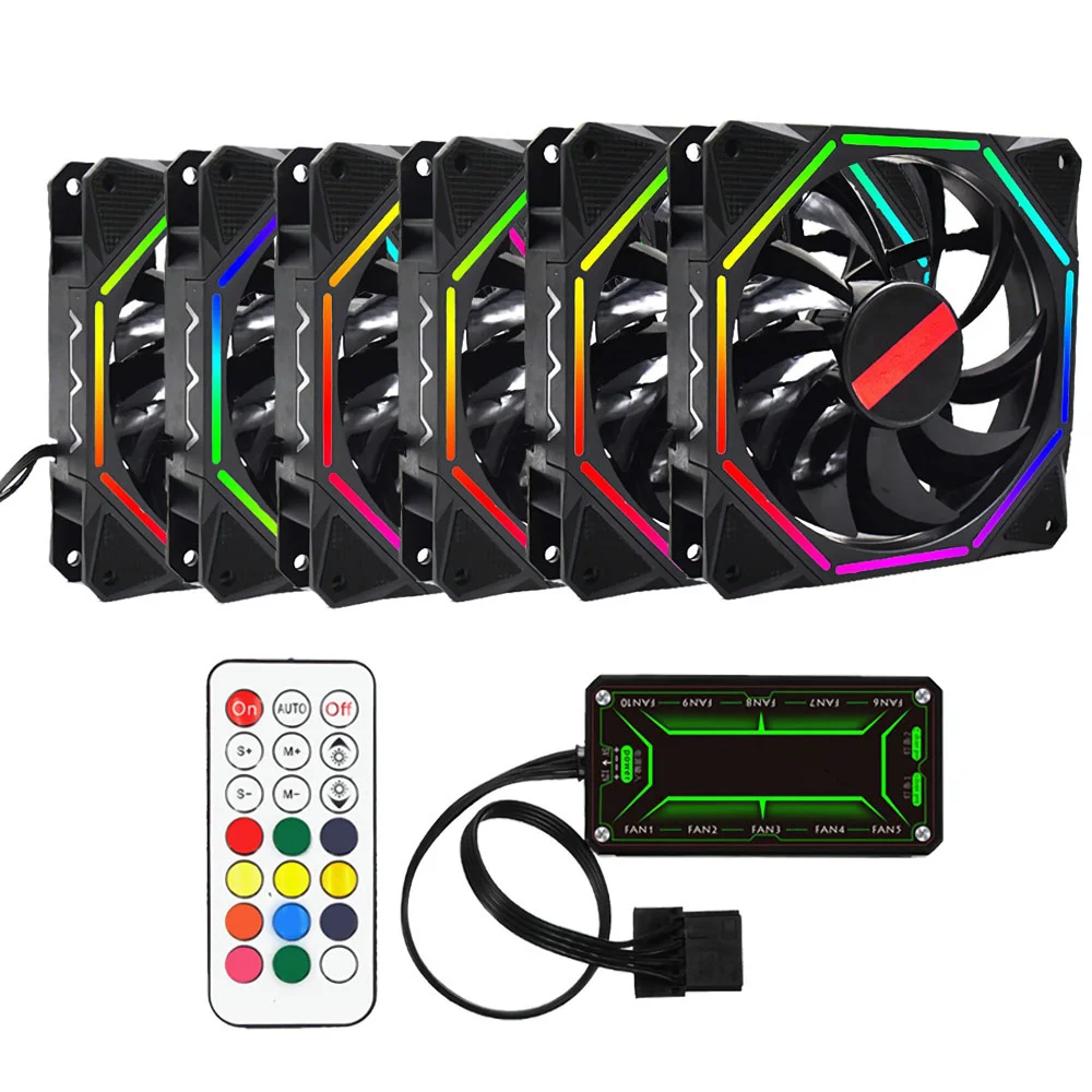 6 pcs Computer Case PC Cooling Fan RGB Adjust LED 120mm Quiet + IR Remote Cooler Cooling RGB Case Fan CPU for Desktop PC
6 pcs Computer Case PC Cooling Fan RGB Adjust LED 120mm Quiet + IR Remote Cooler Cooling RGB Case Fan CPU for Desktop PC