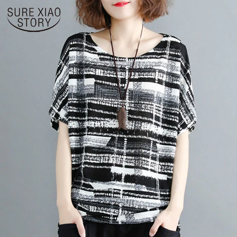 Plus size women blouse shirt batwing sleeve summer tops feminine blouses print black striped blouse women shirt blusas 0275 40 
Plus size women blouse shirt batwing sleeve summer tops feminine blouses print black striped blouse women shirt blusas 0275 40