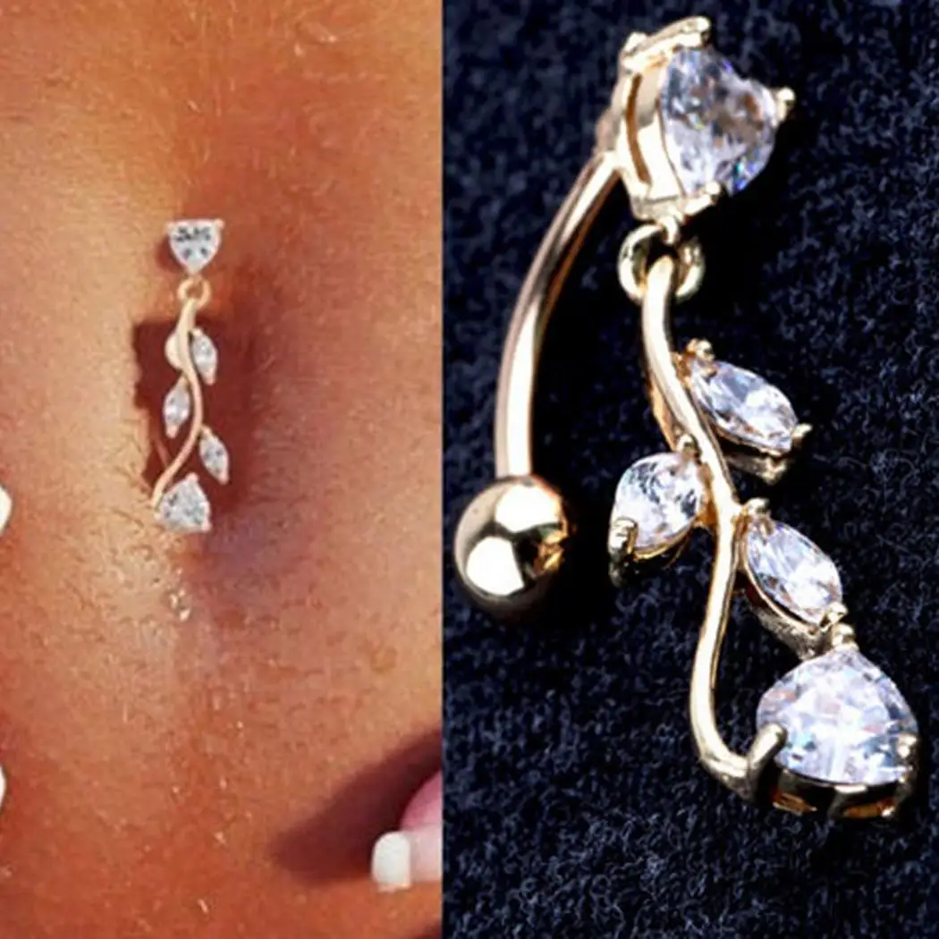 Women Elegant Body Piercing Jewelry Crystal Dangle Belly Navel Golden Ring Leaves 2.6g 3cm/1.2inch
Women Elegant Body Piercing Jewelry Crystal Dangle Belly Navel Golden Ring Leaves 2.6g 3cm/1.2inch