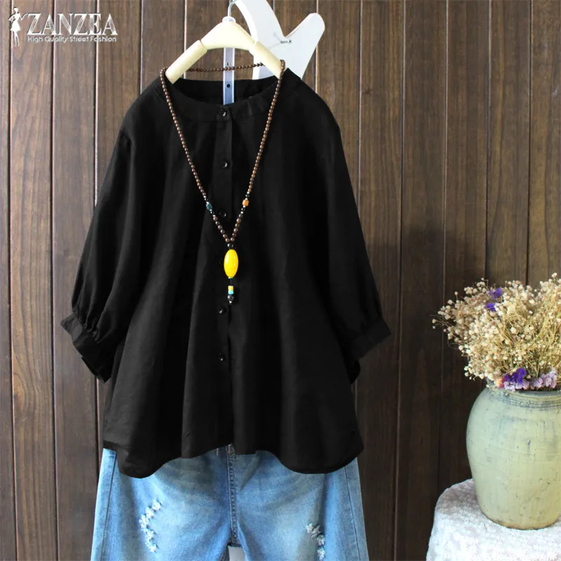 ZANZEA Women Shirt Half Lantern Sleeve Blouse Casual Solid Blusa Feminina Work Office Top Blusas Casual Loose Shirts Plus Size
ZANZEA Women Shirt Half Lantern Sleeve Blouse Casual Solid Blusa Feminina Work Office Top Blusas Casual Loose Shirts Plus Size