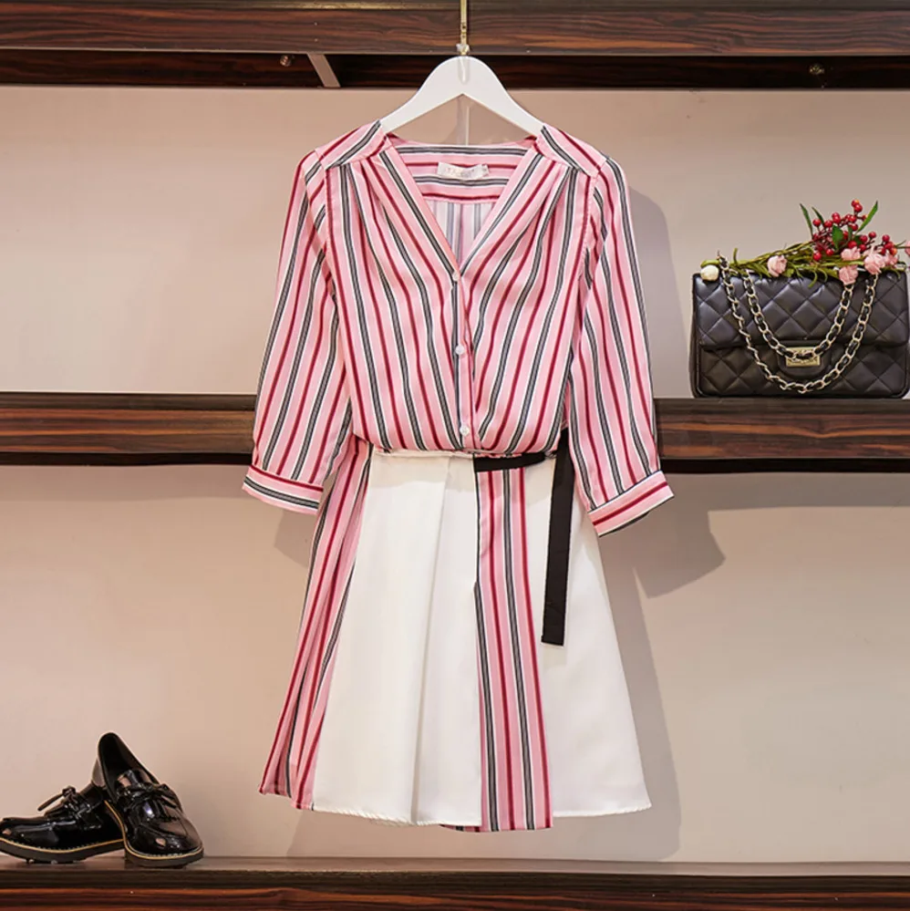 2019 Summer 2 Pieces Skirt Set Women Rainbow Striped Shirts + Short Pleated Skirts Suits Elegant Blouse Ladies Mini Skirt White
2019 Summer 2 Pieces Skirt Set Women Rainbow Striped Shirts + Short Pleated Skirts Suits Elegant Blouse Ladies Mini Skirt White