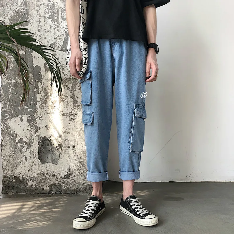 2019 Men's Fashion Trend Baggy Homme Cargo Pocket Jeans men Loose Blue Color Casual Pants Work Biker Denim Trousers Plus Size
2019 Men's Fashion Trend Baggy Homme Cargo Pocket Jeans men Loose Blue Color Casual Pants Work Biker Denim Trousers Plus Size