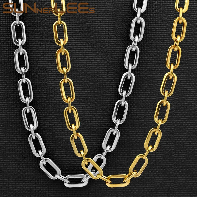 SUNNERLEES Fashion Jewelry 316L Stainless Steel Necklace 7mm Geometric Link Chain Silver Gold Men Women Gift SC160 N
SUNNERLEES Fashion Jewelry 316L Stainless Steel Necklace 7mm Geometric Link Chain Silver Gold Men Women Gift SC160 N