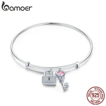 BAMOER Fashion New 925 Sterling Silver Love Lock & Heart Shape Key Women Bangles Bracelets Female Luxury Jewelry Gift SCB127
BAMOER Fashion New 925 Sterling Silver Love Lock & Heart Shape Key Women Bangles Bracelets Female Luxury Jewelry Gift SCB127