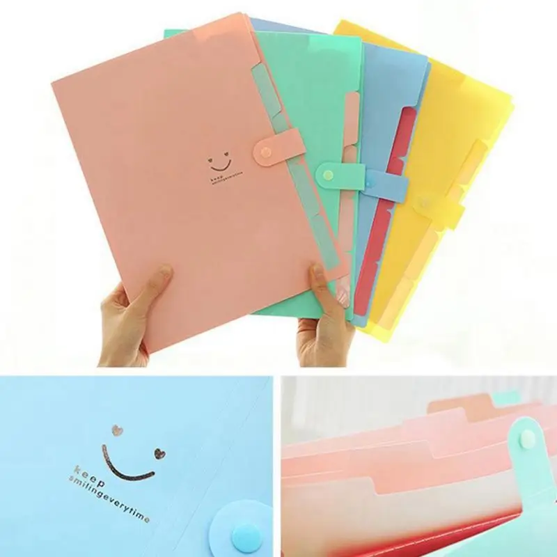 Фото Plastic Expanding File Folders Accordion Document Organizer 5-Pocket A4 Letter Size for School and Office | Канцтовары для офиса и