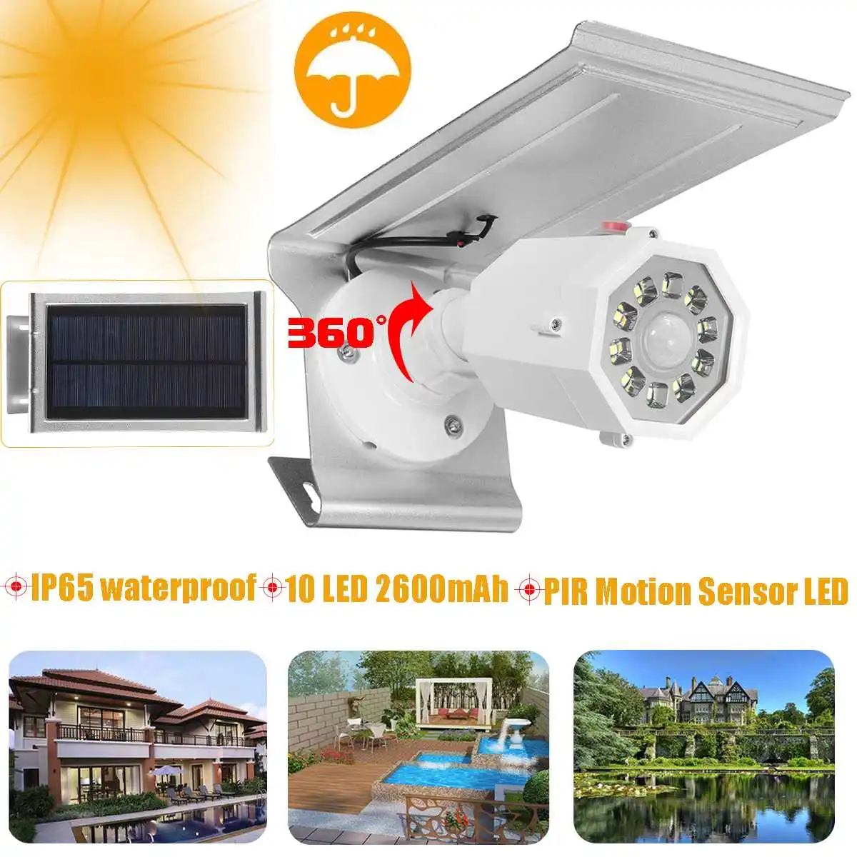 Solar Powered LED Wall Light PIR Motion Sensor Lamps Waterproof Outdoor Indoor Street Security Light 2 in 1 Fake Dummy Camera
Solar Powered LED Wall Light PIR Motion Sensor Lamps Waterproof Outdoor Indoor Street Security Light 2 in 1 Fake Dummy Camera
