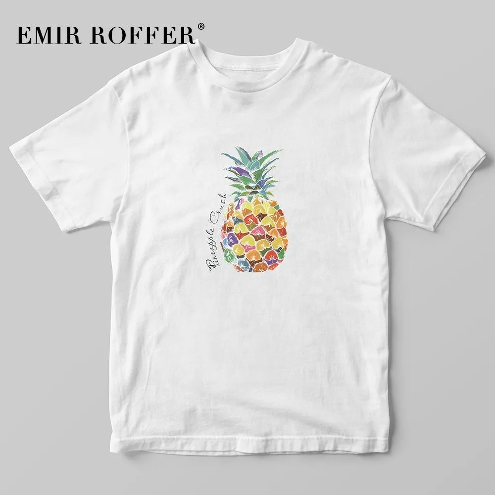 EMIR ROFFER Colorful Fruit Pinapple Graphic Tees Women Korean Fashion Harajuku Female T-shirt Print White Cotton Tshirt Top
EMIR ROFFER Colorful Fruit Pinapple Graphic Tees Women Korean Fashion Harajuku Female T-shirt Print White Cotton Tshirt Top