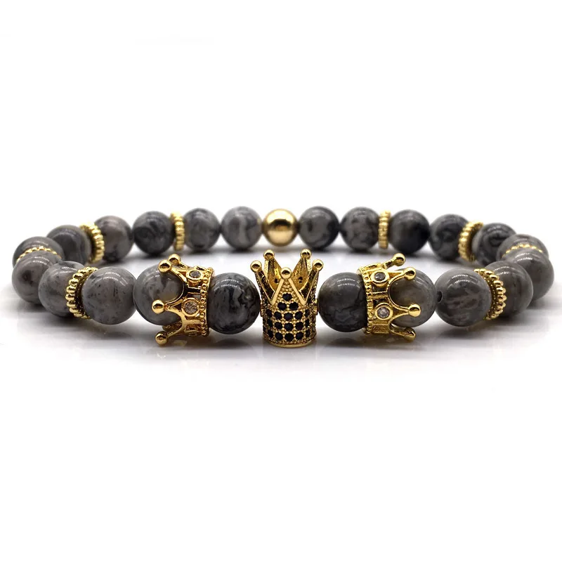 2019 Crown Bracelet Men New Fashion Charm Pave CZ Imperial Crown Trendy stone 8mm beads Bracelets Jewelry Pulseira hombres gift
2019 Crown Bracelet Men New Fashion Charm Pave CZ Imperial Crown Trendy stone 8mm beads Bracelets Jewelry Pulseira hombres gift