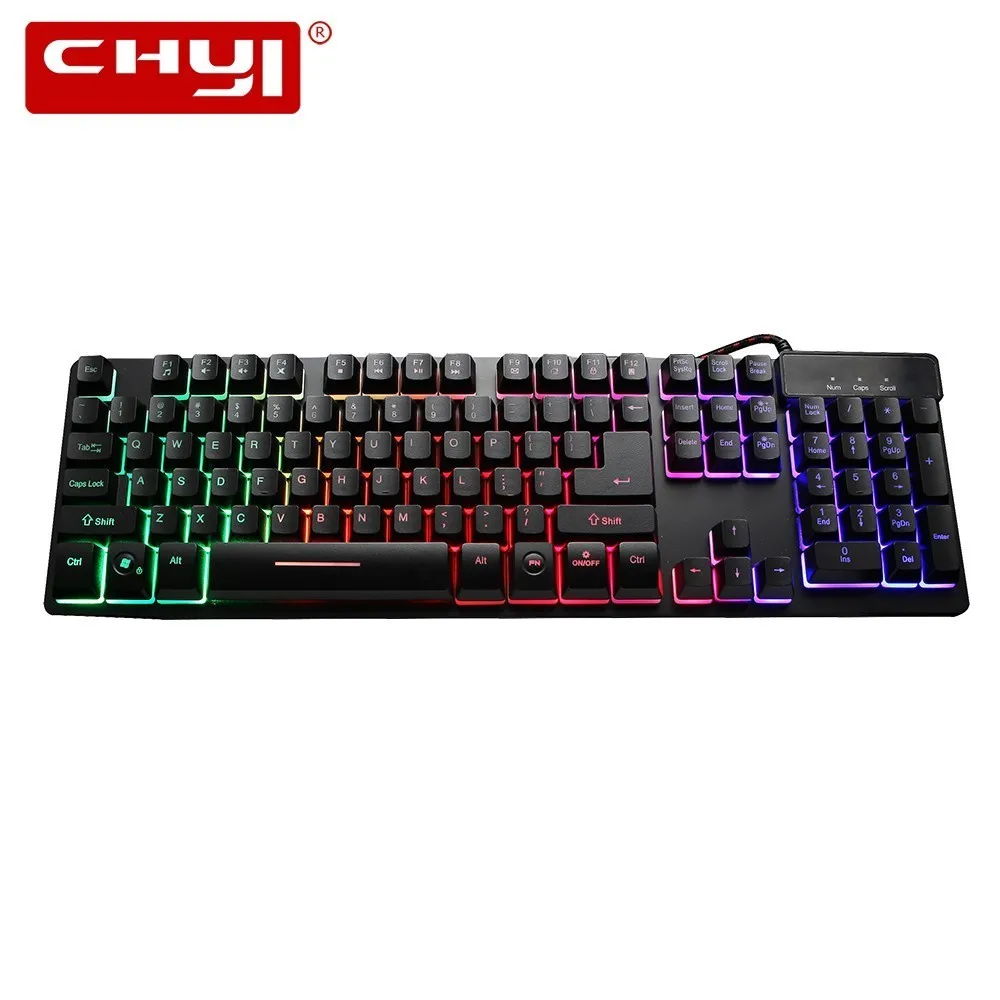 

CHYI Mechanical Wired Gaming Kerboard Ergonomic RGB Backlit Computer Game Kaycaps Usb Powered Keypad For Professional PC Gamer