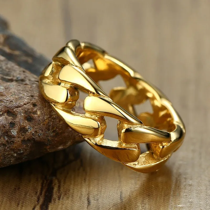 Hip Hop Stainless Steel Ring For Men In Gold Tone Curban Chain Link Design Punk Biker Jewelry
Hip Hop Stainless Steel Ring For Men In Gold Tone Curban Chain Link Design Punk Biker Jewelry