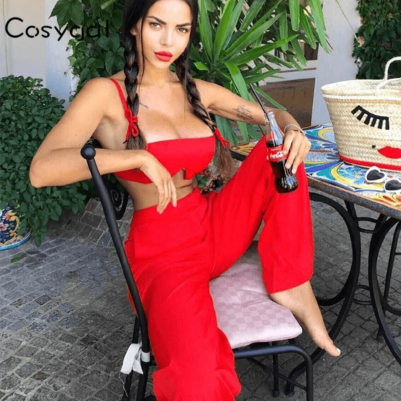 COSYGAL Sexy Two Piece Set Short Top And Wide Leg Pants Slash Neck Tracksuit Women Sleeveless Summer Two Piece Outfits 2019
COSYGAL Sexy Two Piece Set Short Top And Wide Leg Pants Slash Neck Tracksuit Women Sleeveless Summer Two Piece Outfits 2019