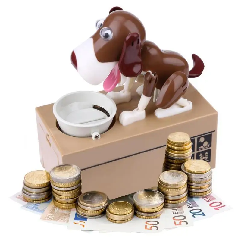 Cute Piggy Bank Hungry Eating Dog Coin Money storage Safe Saving Box Choken Robotic Mechanical Cash Box Moneybox
Cute Piggy Bank Hungry Eating Dog Coin Money storage Safe Saving Box Choken Robotic Mechanical Cash Box Moneybox