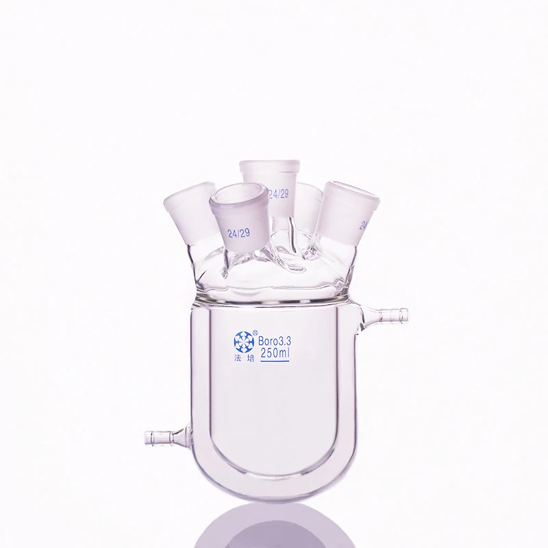 Double-deck cylindrical Five-necked round bottom flask,Capacity 250ml,Joint 24/29,Mezzanine jacketed reactor bottle
Double-deck cylindrical Five-necked round bottom flask,Capacity 250ml,Joint 24/29,Mezzanine jacketed reactor bottle