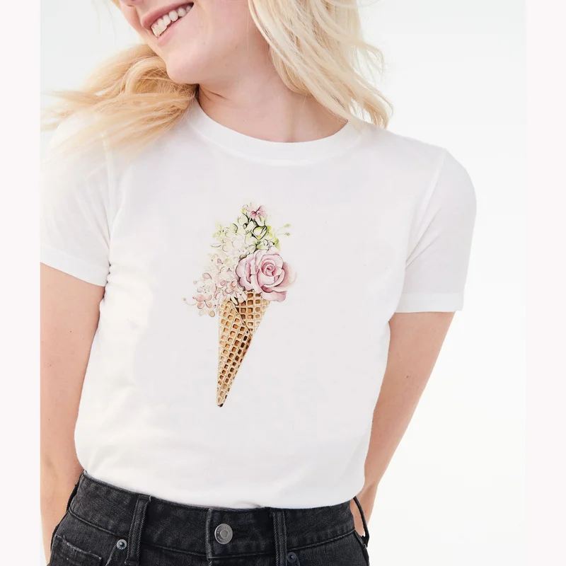 Women's Funny Ice Cream Flower Printing Casual Short Sleeve Streetwear 100% Cotton Harajuku Kawaii Casual Hip Hop Tshirt
Women's Funny Ice Cream Flower Printing Casual Short Sleeve Streetwear 100% Cotton Harajuku Kawaii Casual Hip Hop Tshirt