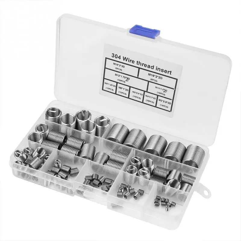 80Pcs M3-M14 Thread Repair Insert SS304 Stainless Steel Coiled Wire Helical Screw Threaded Inserts Assortment Kit helicoil kit
80Pcs M3-M14 Thread Repair Insert SS304 Stainless Steel Coiled Wire Helical Screw Threaded Inserts Assortment Kit helicoil kit