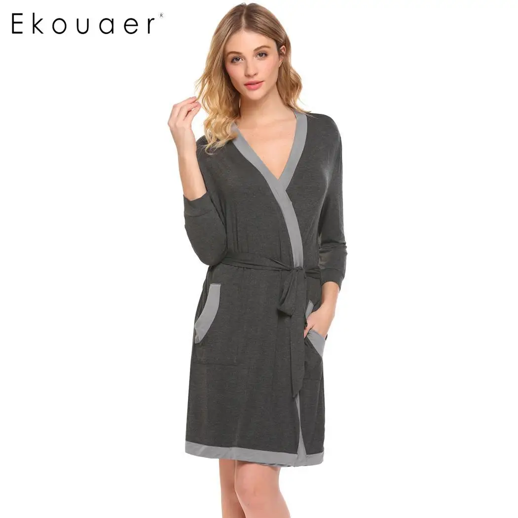 Ekouaer Women Kimono Spa Robe Nightwear Contrast Color V Neck Nightgown Bath Robes Pocket Dressing Gown Sleepwear Bathroom Robe
Ekouaer Women Kimono Spa Robe Nightwear Contrast Color V Neck Nightgown Bath Robes Pocket Dressing Gown Sleepwear Bathroom Robe