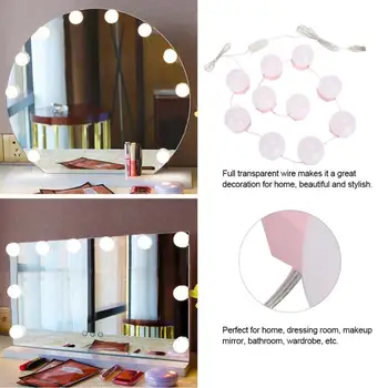 10 Bulbs Makeup Mirror Vanity LED Light Dimmable Bulb Light String Adjustable Warm Cold Pink Tones Mirror Kit For DressingTable
10 Bulbs Makeup Mirror Vanity LED Light Dimmable Bulb Light String Adjustable Warm Cold Pink Tones Mirror Kit For DressingTable