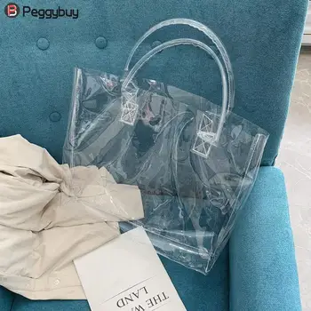 Summer Beach Clear Transparent PVC Shoulder Bags Women Jelly Bags Purse Large Casual Tote Solid Color Handbags Sac A Main
Summer Beach Clear Transparent PVC Shoulder Bags Women Jelly Bags Purse Large Casual Tote Solid Color Handbags Sac A Main