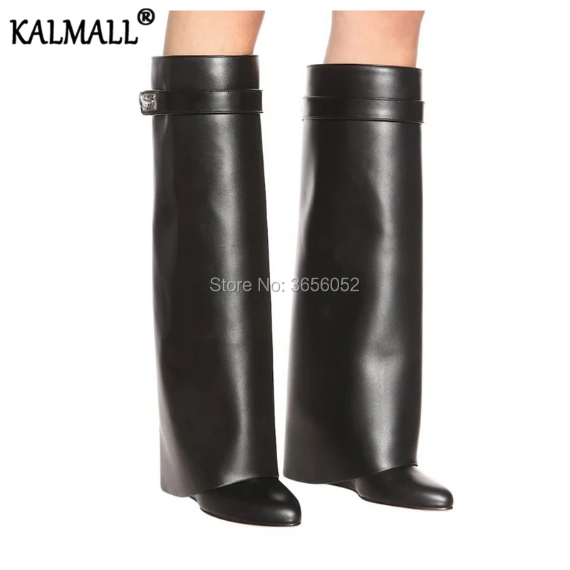 KALMALL Autumn Winter Shoes Women Long Botas Mujer Pointed Toe Shark Metal Lock Height Increasing Wedges Knee High Leather Boots
KALMALL Autumn Winter Shoes Women Long Botas Mujer Pointed Toe Shark Metal Lock Height Increasing Wedges Knee High Leather Boots