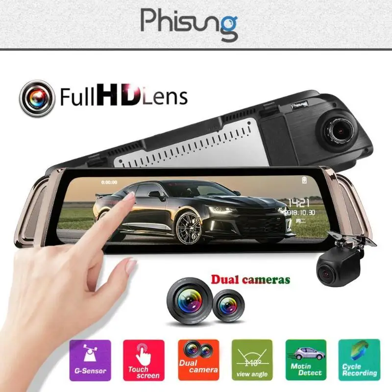 Phisung K1000 9.35 Inch IPS Screen Car Rearview Mirror DVR Camera 1080P+720P 140 degrees Dual Lens Video Recorder Dash Cam
Phisung K1000 9.35 Inch IPS Screen Car Rearview Mirror DVR Camera 1080P+720P 140 degrees Dual Lens Video Recorder Dash Cam
