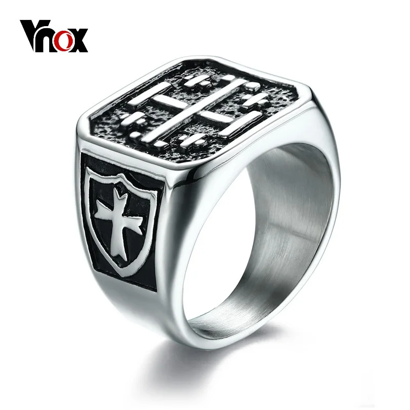 Vnox Punk The Cross of Jerusalem Men Ring Shield Pattern Male Hip-hop Cool High Quality Stainless Steel Jewelry
Vnox Punk The Cross of Jerusalem Men Ring Shield Pattern Male Hip-hop Cool High Quality Stainless Steel Jewelry