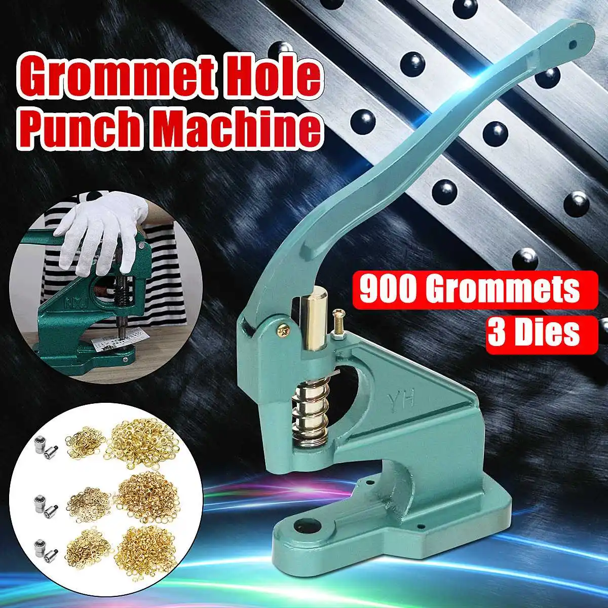 Grommet Eyelet Hole Punch Machine Pliers Tool Hand Press 3 Dies With 900pcs Eyelets Grommets For Shoes Bags Leather Belt
Grommet Eyelet Hole Punch Machine Pliers Tool Hand Press 3 Dies With 900pcs Eyelets Grommets For Shoes Bags Leather Belt