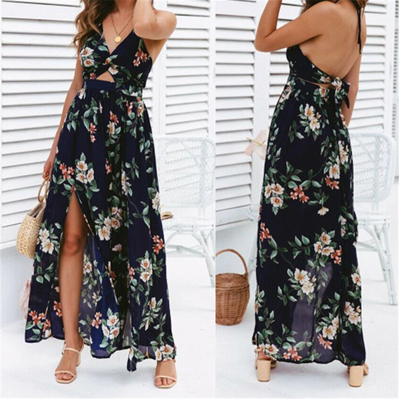 Womens Summer Boho Maxi Long Dress Evening Party Beach Dresses Sundress Floral Print Halter Dress Summer Vestidos festa 2019
Womens Summer Boho Maxi Long Dress Evening Party Beach Dresses Sundress Floral Print Halter Dress Summer Vestidos festa 2019