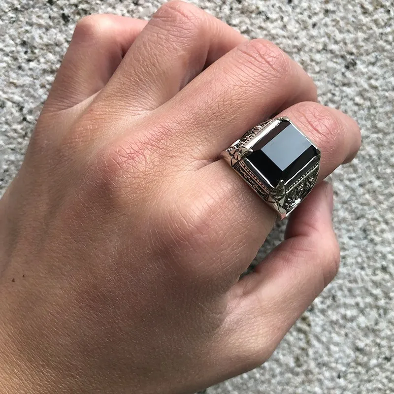ZABRA Настоящее серебро 925 пробы черное циркониевое кольцо для мужчин и женщин