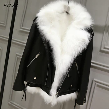 FTLZZ Winter Pu Leather Jackets Women White Faux Fur Vest+ Black Faux Leather Streetwear Short Coat Female Snow Outerwear
FTLZZ Winter Pu Leather Jackets Women White Faux Fur Vest+ Black Faux Leather Streetwear Short Coat Female Snow Outerwear