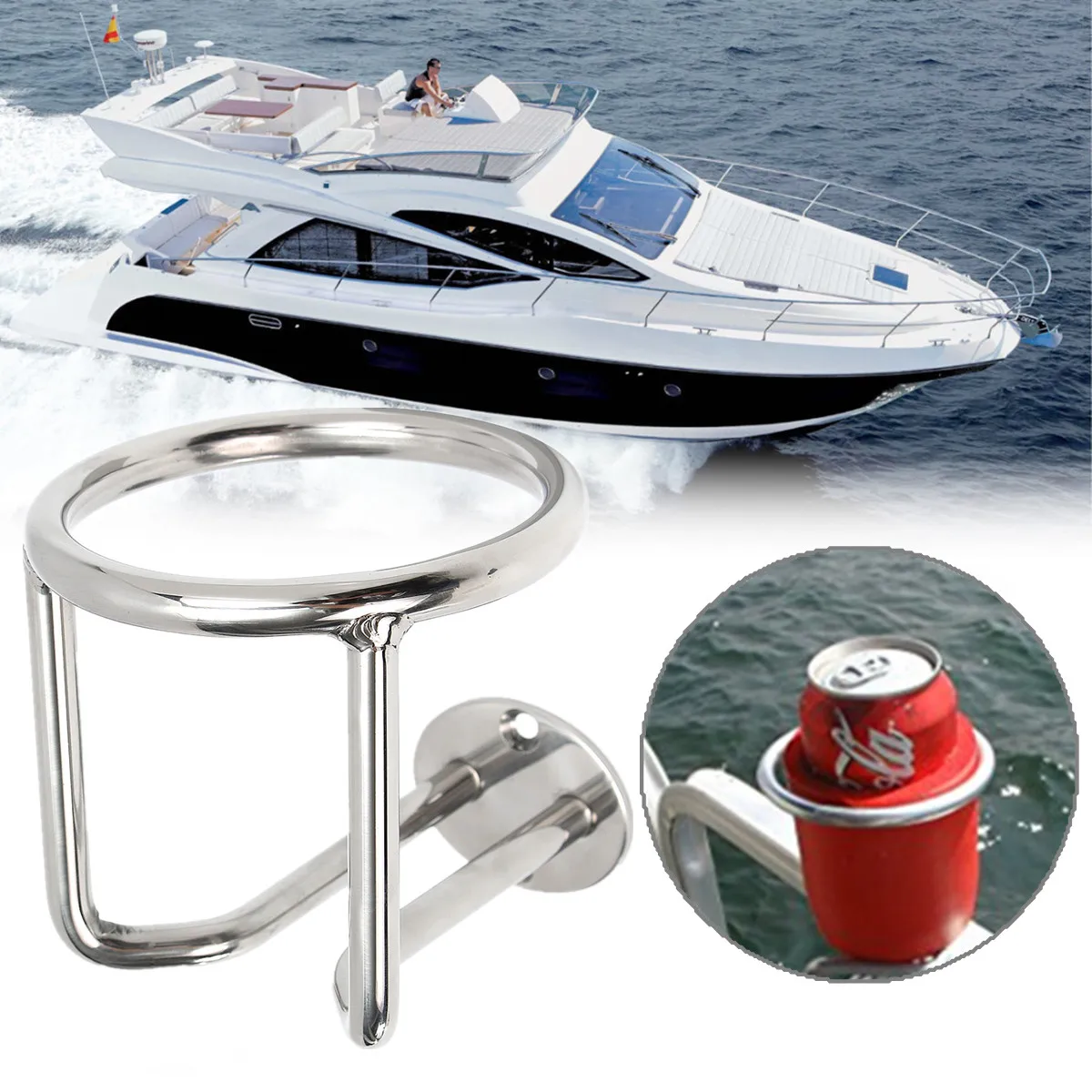 

316 Stainless Steel Cup Drink Beverage Bottle Holder Ring For Boat Marine Yacht Truck Car RV High Polished Face 12.3x11.4cm