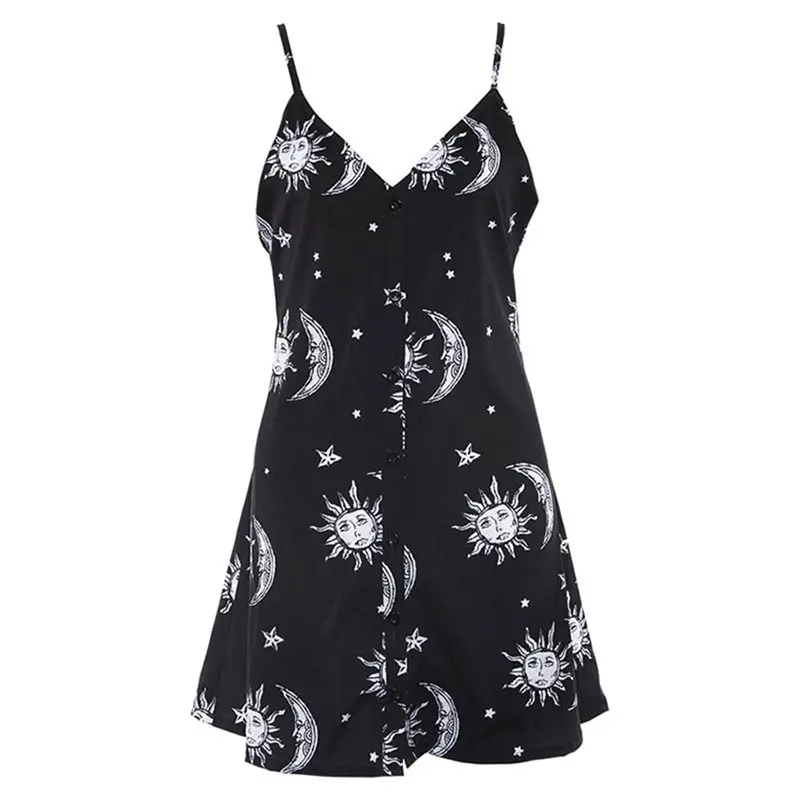 Rosetic Summer Dress Casual Short Women Gothic Print Mini Sexy Backless Black V Neck Moon Gothic Strap Dress Cartoon Patchwork
Rosetic Summer Dress Casual Short Women Gothic Print Mini Sexy Backless Black V Neck Moon Gothic Strap Dress Cartoon Patchwork