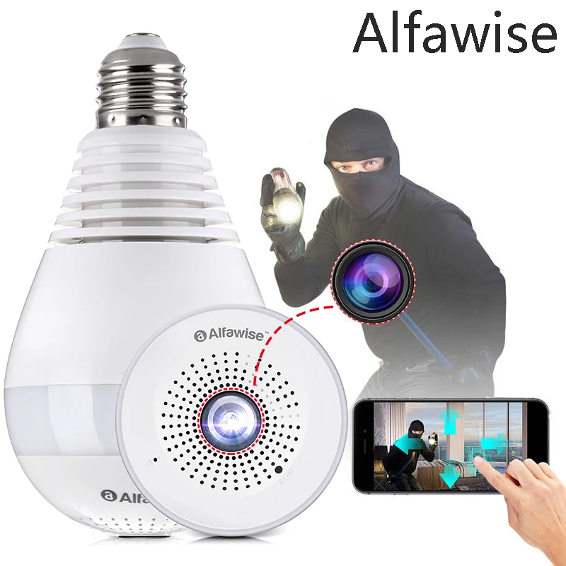 Alfawise E27 Night Vision Bulb IP Camera Panoramic 1080p HD WiFi Camera 360 Degree Wide Angle security camera 2 way Audio
Alfawise E27 Night Vision Bulb IP Camera Panoramic 1080p HD WiFi Camera 360 Degree Wide Angle security camera 2 way Audio