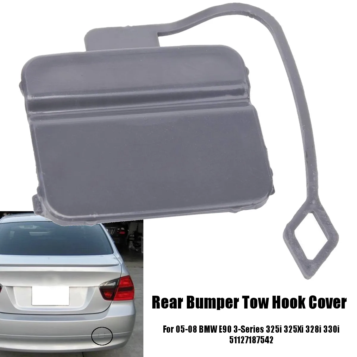 Car Rear Bumper Tow Hook Cover 51127187542 for BMW E90 3-Series 325i 325Xi 328i 330i 2005 2006 2007 2008
Car Rear Bumper Tow Hook Cover 51127187542 for BMW E90 3-Series 325i 325Xi 328i 330i 2005 2006 2007 2008
