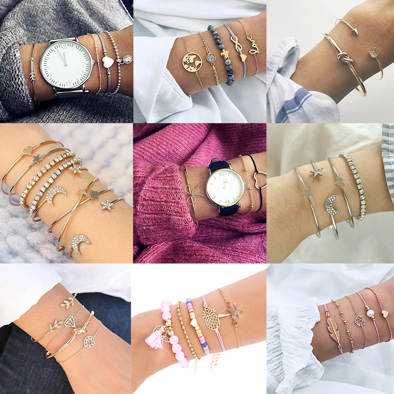 Fashion Geometric Golden Silver Constant Beads Bangle Set Metal Chain Knot Heart Bohemian Adjustable Bracelets Valentines Gift
Fashion Geometric Golden Silver Constant Beads Bangle Set Metal Chain Knot Heart Bohemian Adjustable Bracelets Valentines Gift