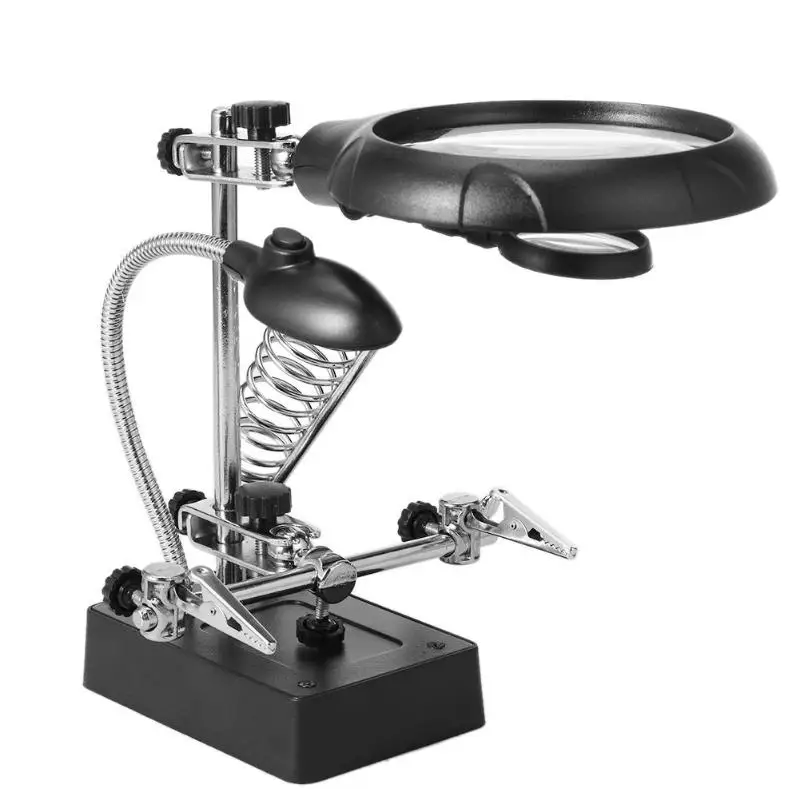 10X LED Soldering Hand Welding Magnifier Iron Magnifying Glass Third Alligator Clip Holder Standing Style Repair Mgnifying Tools
10X LED Soldering Hand Welding Magnifier Iron Magnifying Glass Third Alligator Clip Holder Standing Style Repair Mgnifying Tools