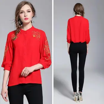 Women Floral Embroidery White Chiffon Blouses and Shirts Elegant Hollow Out Black Applique Blouse Casual Loose Top
Women Floral Embroidery White Chiffon Blouses and Shirts Elegant Hollow Out Black Applique Blouse Casual Loose Top
