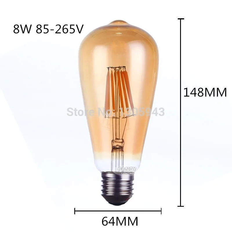 ST64 LED 2W 4W 6W 8W dimmable Gold Filament bulb E27 LED Light 220V 110V Vintage Edison Bulb Lamp Retro Gold Glass Appearance
ST64 LED 2W 4W 6W 8W dimmable Gold Filament bulb E27 LED Light 220V 110V Vintage Edison Bulb Lamp Retro Gold Glass Appearance