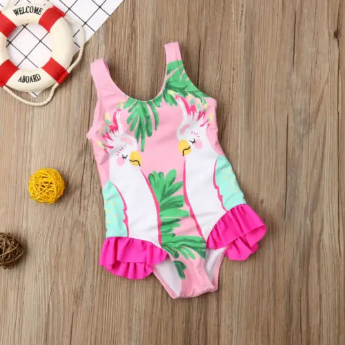 Kids Baby Girls Parrots Bikini Swimwear Swimsuit Bathing Suit Swimming Costume One-Pieces | Мать и ребенок