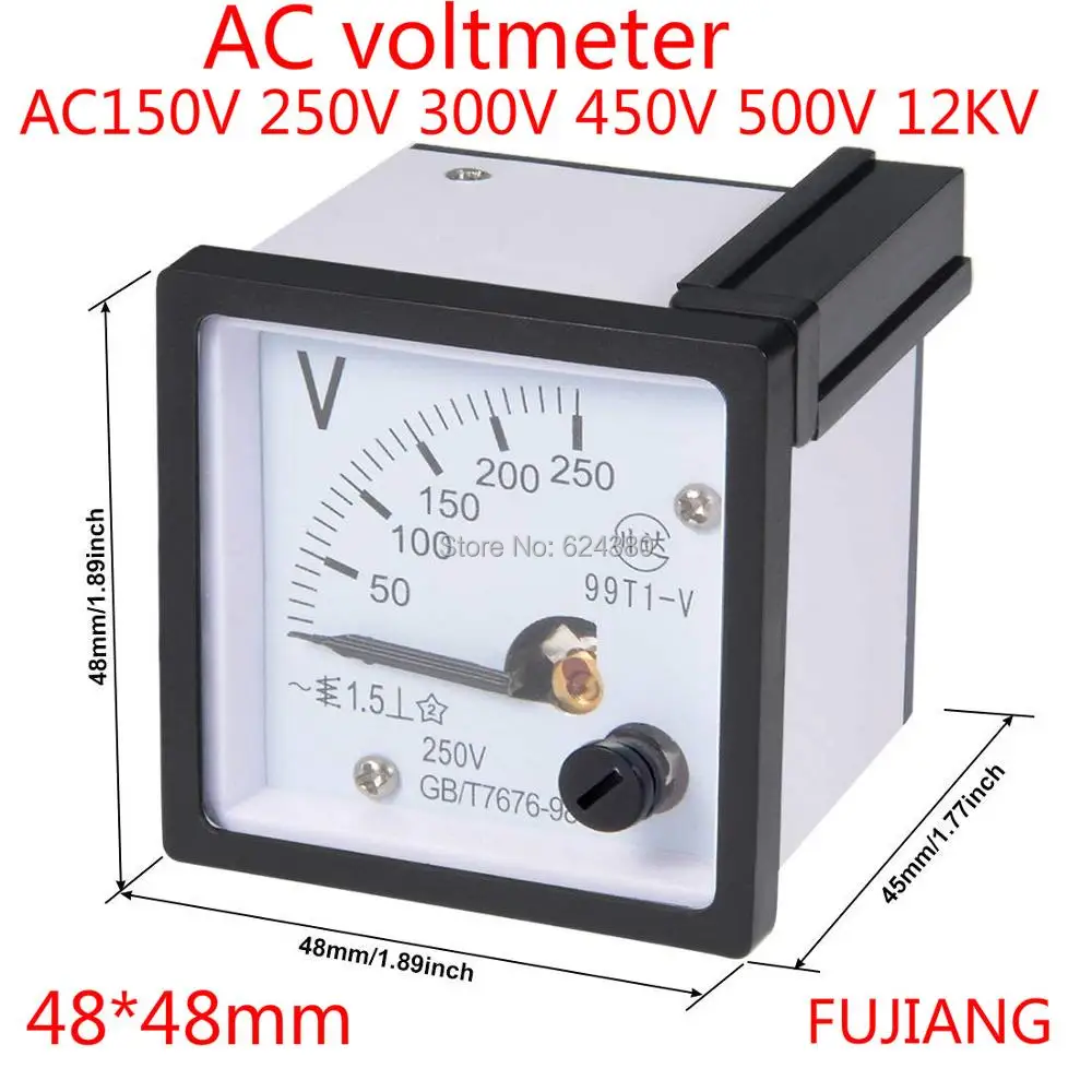 99T1 AC 0-250V 300V 450V 500VFine Tuning Dial Panel Analog Voltage Meter Voltmeter White Black 48*48mm
99T1 AC 0-250V 300V 450V 500VFine Tuning Dial Panel Analog Voltage Meter Voltmeter White Black 48*48mm