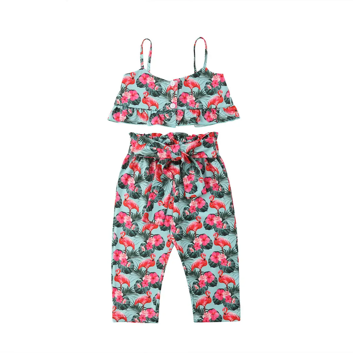 Toddler Summer Sleeveless Flamingo Floral Print Kids Baby Girl Outfits Clothes Ruffle Tops Pants Playsuit 2PCS Set
Toddler Summer Sleeveless Flamingo Floral Print Kids Baby Girl Outfits Clothes Ruffle Tops Pants Playsuit 2PCS Set