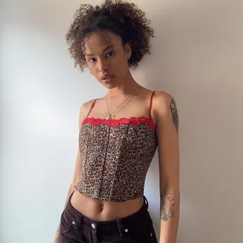 Sexy Lace Patchwork Leopard Camis Women Bodycon Knitted Crop Tops Women Backless Clubwear 2020 Summer Underwear Women Tank Tops 
Sexy Lace Patchwork Leopard Camis Women Bodycon Knitted Crop Tops Women Backless Clubwear 2020 Summer Underwear Women Tank Tops