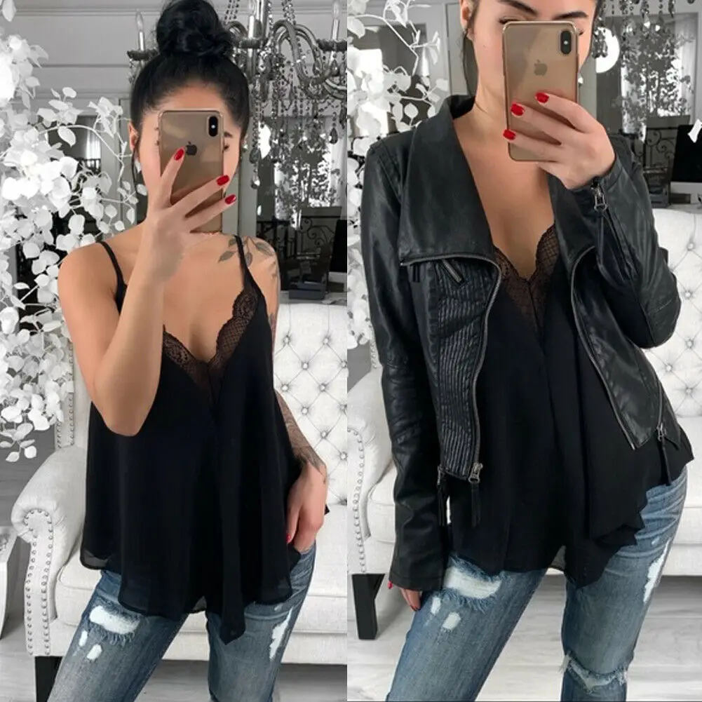 Fashion Women Lace Vest Top Chiffon Strappy Sleeveless Summer Casual Tank Tops Black Red White
Fashion Women Lace Vest Top Chiffon Strappy Sleeveless Summer Casual Tank Tops Black Red White