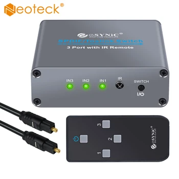 

Neoteck SPDIF TOSLINK Digital Optical Audio 3x1 Switch support LPCM2.0/DTS/AC3 with remote control Audio Switcher