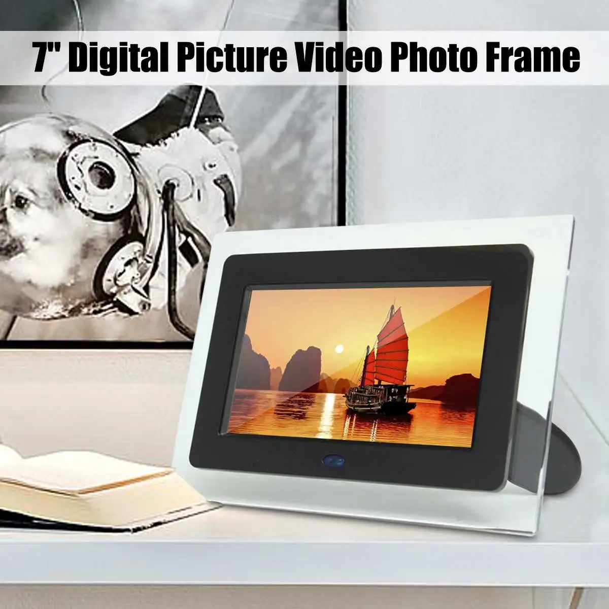 HD TFT LCD Digital Photo Frame 7 Inch Picture Album Clock Calendar Time-switch MP3 MP4 Movie Player 23x16.5x3.2cm White Black
HD TFT LCD Digital Photo Frame 7 Inch Picture Album Clock Calendar Time-switch MP3 MP4 Movie Player 23x16.5x3.2cm White Black