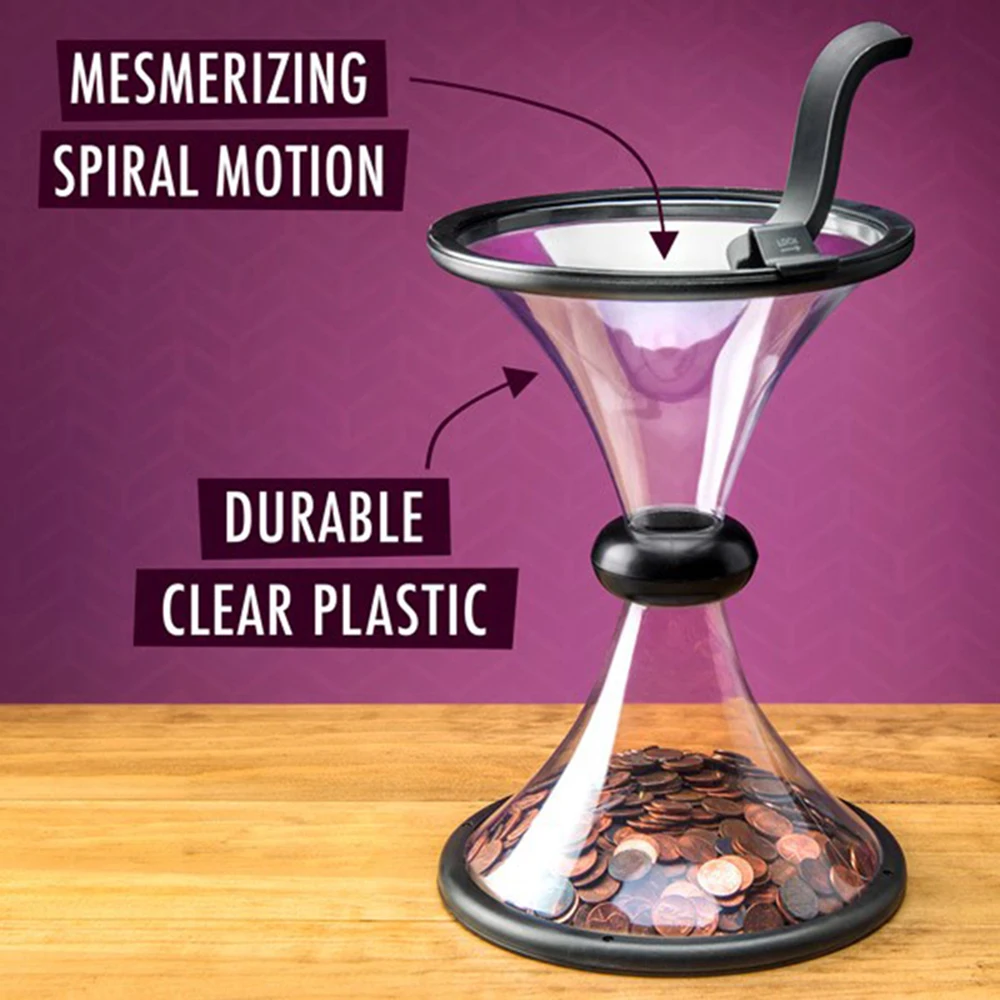 1pcs Creative Gravity Rotating Cyclone Transparent Vortex Piggy Bank Plastic Piggy Bank Safe Money Saving Birthday Gift Coin Jar
1pcs Creative Gravity Rotating Cyclone Transparent Vortex Piggy Bank Plastic Piggy Bank Safe Money Saving Birthday Gift Coin Jar