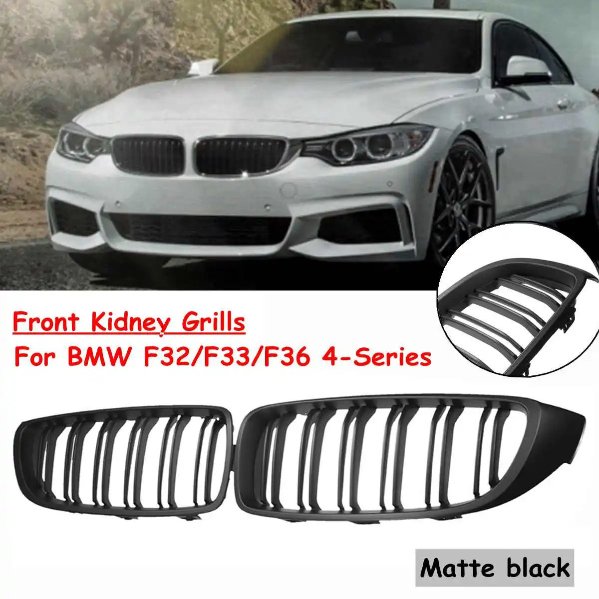 Pair Front Hood Kidney Sport Grills Grille Matte Black For BMW F82 F80 F32 F33 F36 4-Series 2013 2014 2015 2016
Pair Front Hood Kidney Sport Grills Grille Matte Black For BMW F82 F80 F32 F33 F36 4-Series 2013 2014 2015 2016