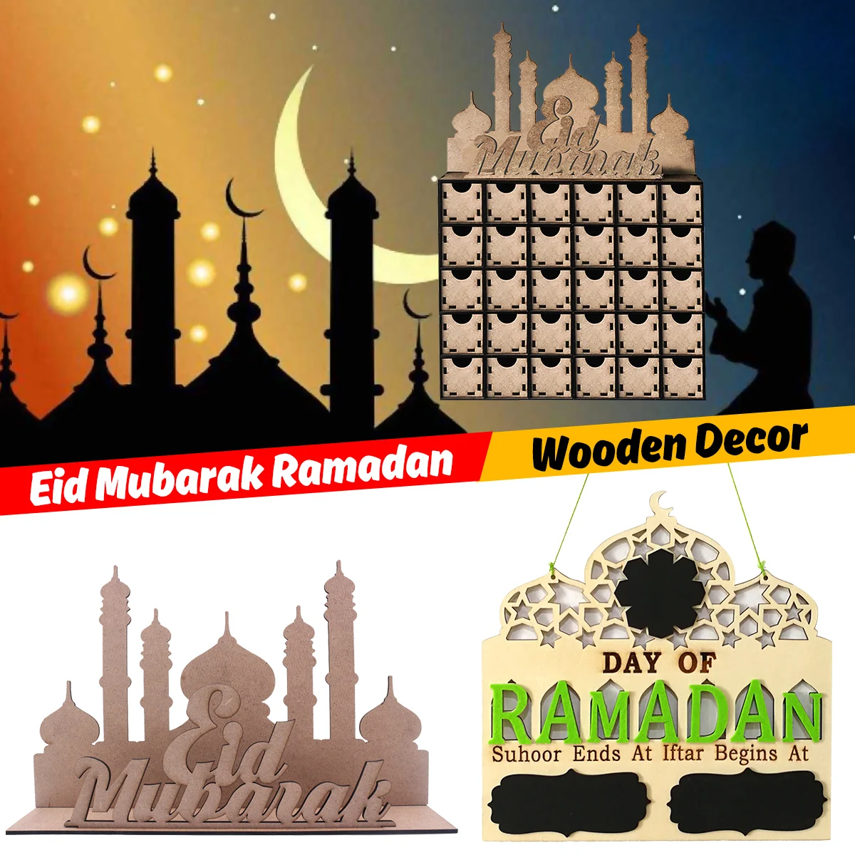 3 Types Eid Mubarak Ramadan Wooden Home Party Ornament Decor Message board Calendar Storage Muslim Islamic Gift Desk DIY
3 Types Eid Mubarak Ramadan Wooden Home Party Ornament Decor Message board Calendar Storage Muslim Islamic Gift Desk DIY