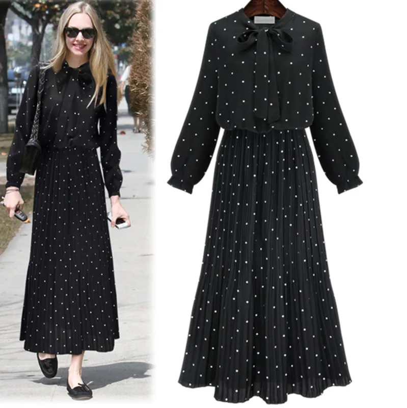 SHENGPALAE 2019 New Spring Summer Black Dresses Round Collar Long Sleeve Dot Printing Loose Fashion Women Dress Vintage Tide
SHENGPALAE 2019 New Spring Summer Black Dresses Round Collar Long Sleeve Dot Printing Loose Fashion Women Dress Vintage Tide
