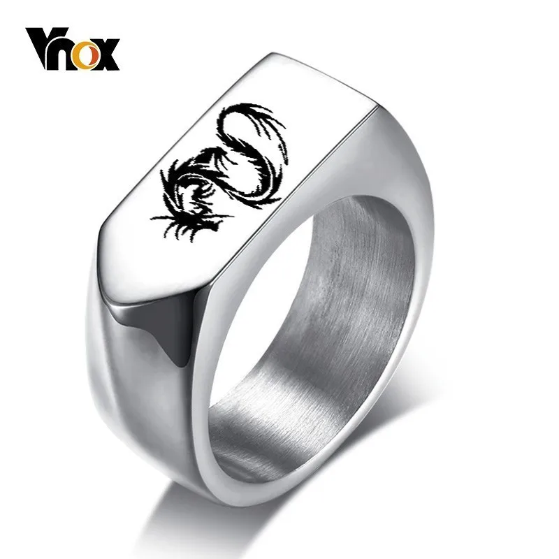 Vnox Customized Flat Bullet Top Ring for Men Chinese Dragon Silver Stainless Steel Anel
Vnox Customized Flat Bullet Top Ring for Men Chinese Dragon Silver Stainless Steel Anel